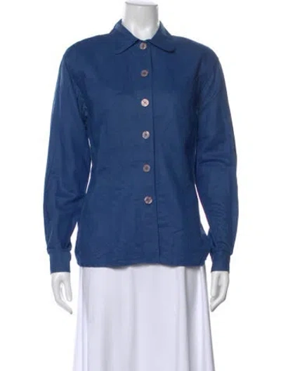 Pre-owned Dior Separates Long Sleeve Button-up Top In Blue