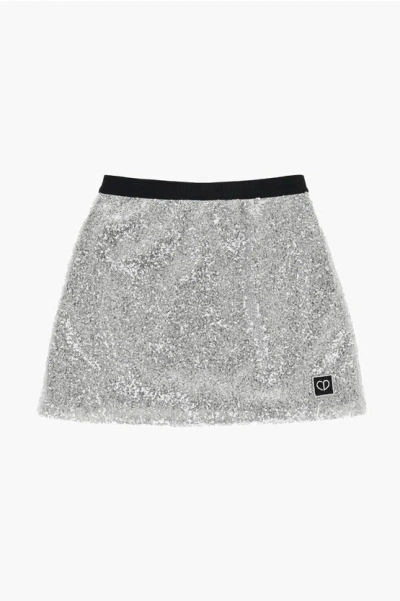 Dior Sequined Odette Skirt With Logoed Elastic Band In White