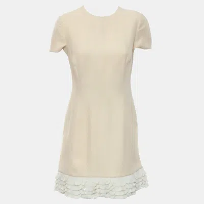 Pre-owned Dior Sequined-hem Dress In Beige