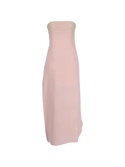 Pre-owned Dior Sequin-embellished Strapless Maxi Dress In Pink