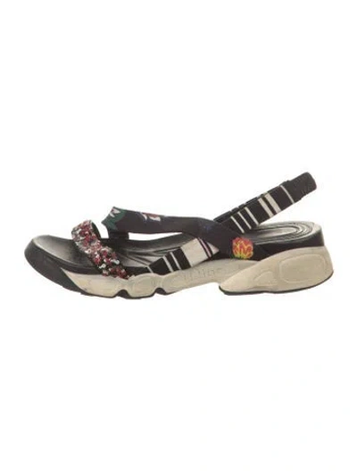 Pre-owned Dior Sequins Striped Slingback Sandals In Black