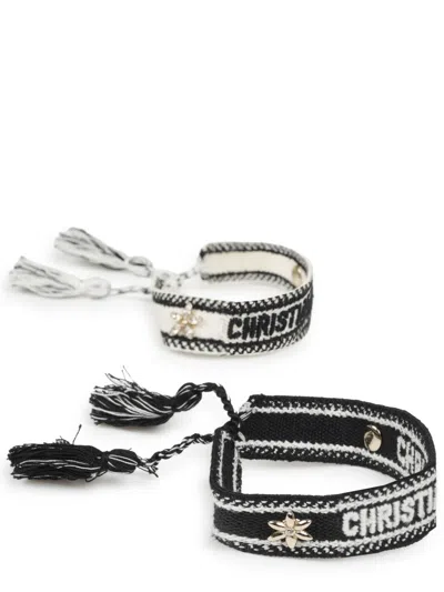 Dior Set Di Due Bracciali Con Logo In Metallic