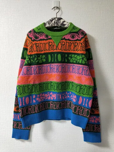 Pre-owned Dior Shawn Jacquard Wool Sweater In Multi