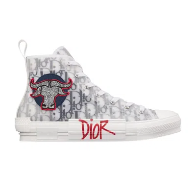 Pre-owned Dior Shawn Stussy X  B23 High 'ox Head Embroidery Patch' | White | Men's Size 39