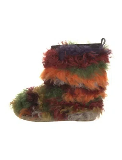 Pre-owned Dior Shearling Colorblock Pattern Boots In Multi