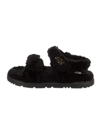 Pre-owned Dior Shearling Espadrilles In Black