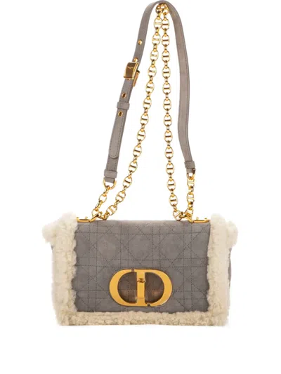 Pre-owned Dior Shearling Quilted Bag In Gray