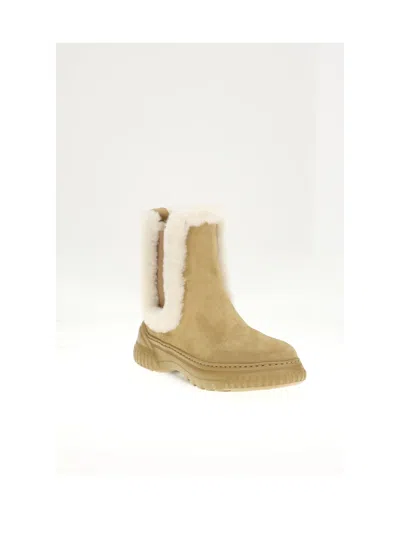 Dior Shearling-lined Calf Leather Boot In Brown
