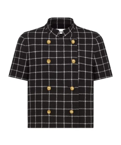 Dior Sheep Hair Short-sleeved Suit Coat In Black