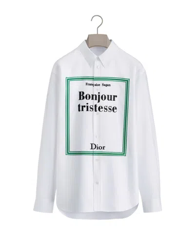 Dior Shirt With Book Cover Embroidery In White