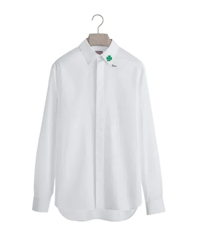 Dior Shirt With  Clover Embroidery In White