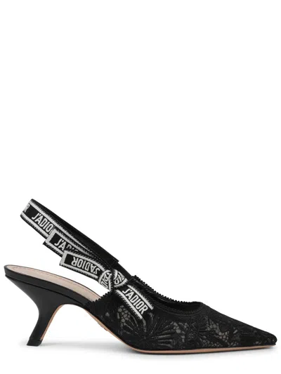 Dior Cotton And Lambskin Logo Flats For Women In Black