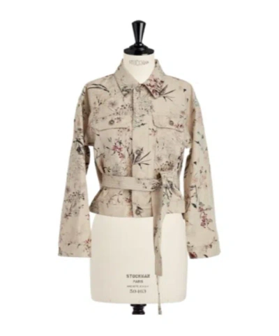 Dior Short Belted Jacket In Nude