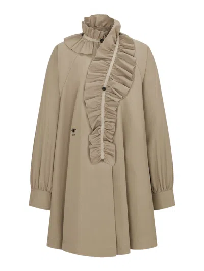 Dior Short Dress With Removable Ruffled Collar In Gray