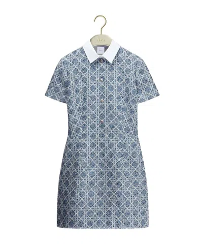Dior Short Macrocannage Dress In Blue