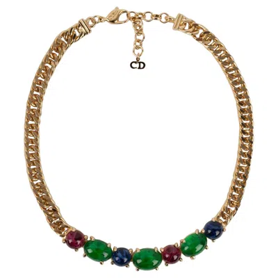 Pre-owned Dior Short Necklace In Gold-plated Metal With Colored Resin In Multi