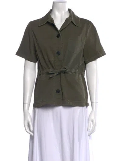 Pre-owned Dior Short Sleeve Button-up Top In Green