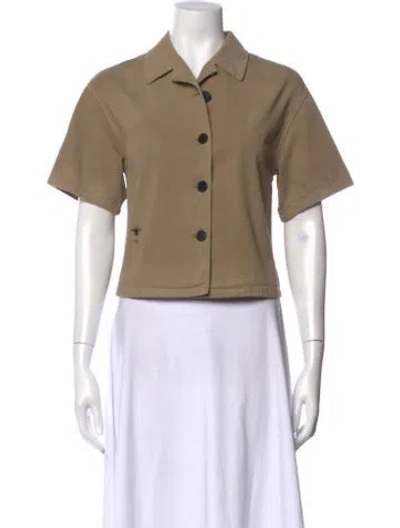 Pre-owned Dior Short Sleeve Button-up Top In Neutral