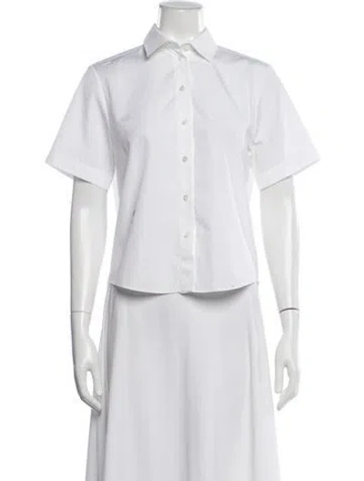 Pre-owned Dior Short Sleeve Button-up Top In White