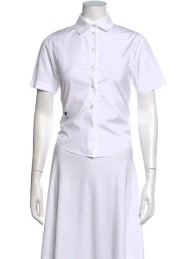 Pre-owned Dior Short Sleeve Button-up Top In White
