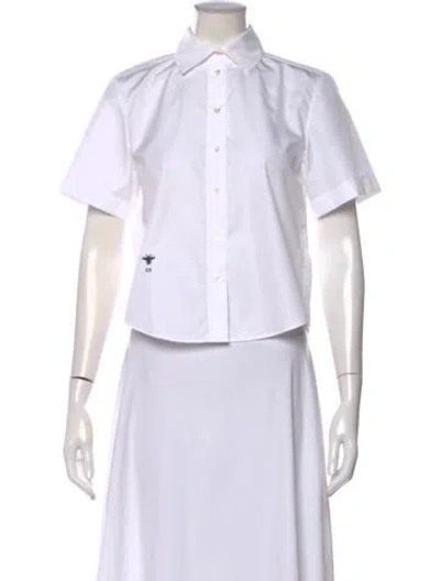 Pre-owned Dior Short Sleeve Button-up Top In White