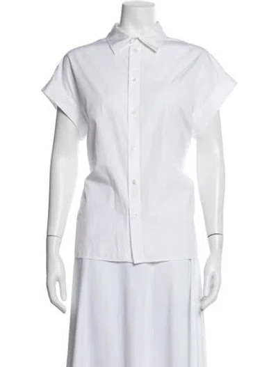Pre-owned Dior Short Sleeve Button-up Top In White