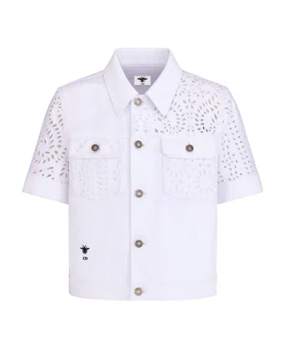 Dior Short Sleeve Denim Jacket In White