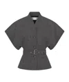 Dior Short-sleeved Belted Jacket In Gray