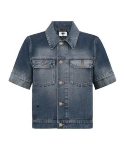 Dior Short-sleeved Denim Coat In Blue