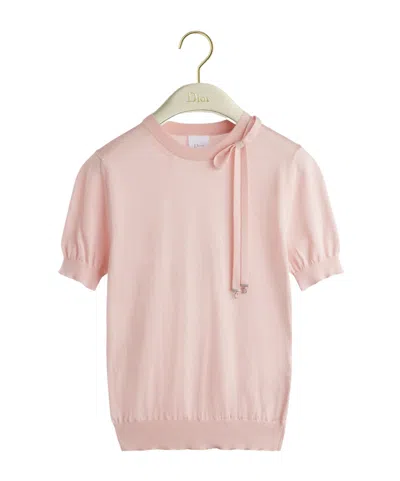 Dior Short-sleeved Fitted Sweater In Pink