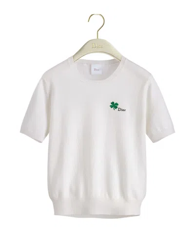Dior Short-sleeved Fitted Sweater In White