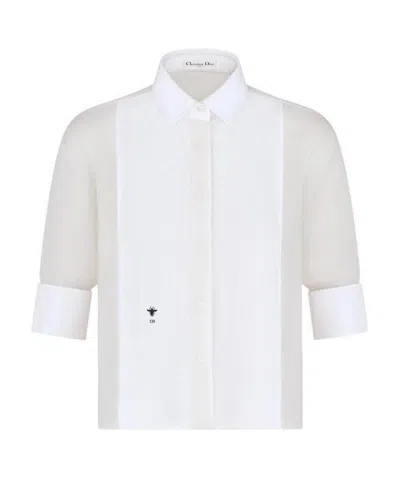 Dior Short-sleeved Lapel Shirt In White