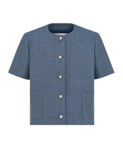Dior Short-sleeved Regular-fit Jacket In Blue
