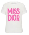 Dior Short-sleeved Round Collar T-shirt In White/bright Pink