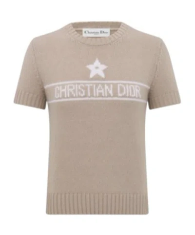 Dior Short-sleeved Round-neck Sweater In Nude