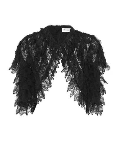 Dior Short-sleeved Ruffled Cardigan In Black