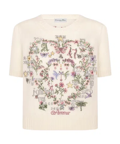 Dior Short-sleeved Sweater In White