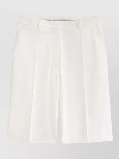 Dior Shorts Tailored Cut Belt Loops Back Pocket In White