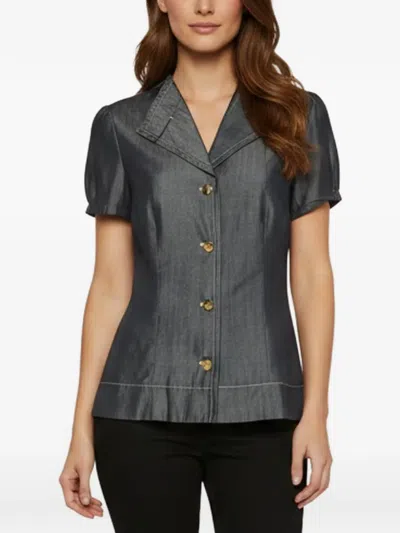 Pre-owned Dior Short-sleeve Chambray Top In Blue