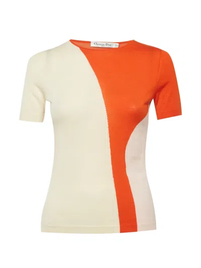 Pre-owned Dior Short-sleeve Knitted Wool T-shirt In Neutral