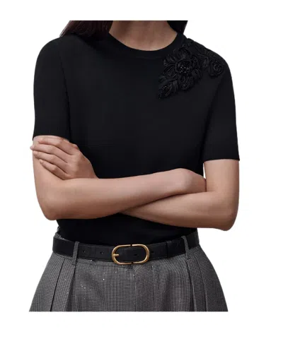 Dior Short-sleeved Embroidered Sweater In Black