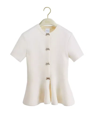 Dior Short-sleeved Peplum Jacket In White