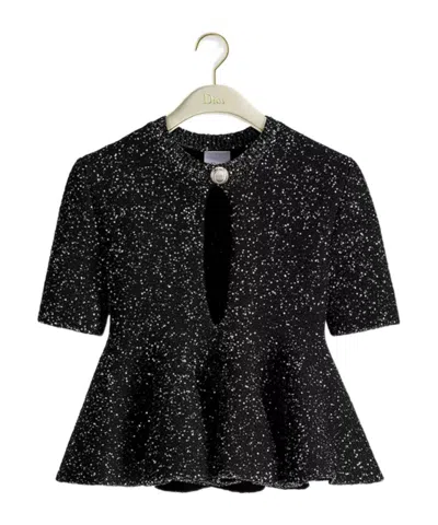 Dior Short-sleeved Peplum Sweater In Black