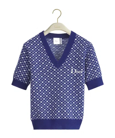 Dior Short-sleeved Sweater In Blue