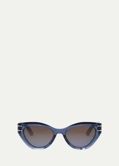 Dior Signature B7i Sunglasses In Shiny Blue Bordea