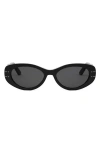 Dior Signature B8u 55mm Butterfly Sunglasses In Shiny Black/smoke