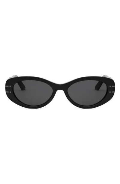 Dior Signature B8u 55mm Butterfly Sunglasses In Shiny Black/smoke