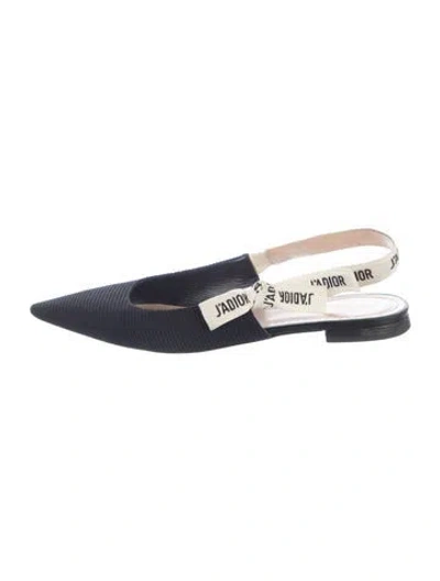 Pre-owned Dior Signature Logo Bow Accents Slingback Flats In Blue