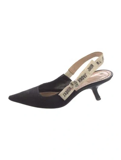 Pre-owned Dior Signature Logo Bow Accents Slingback Pumps In Black