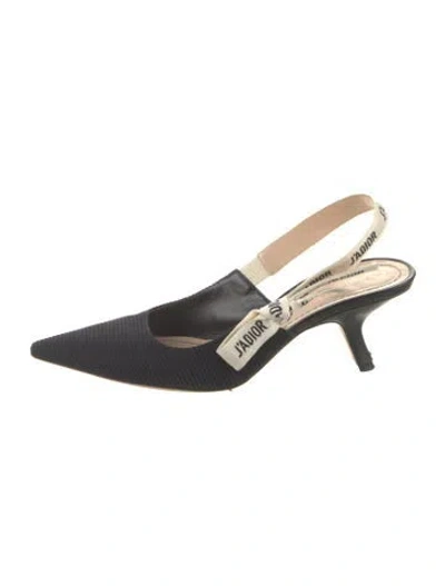 Pre-owned Dior Signature Logo Bow Accents Slingback Pumps In Black